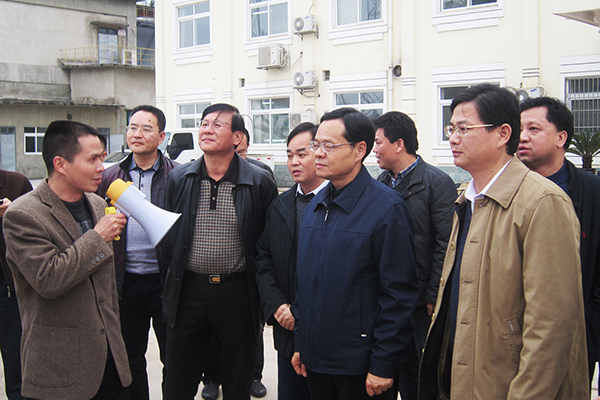 2013年12月，广西自治区党委副书记、人民政府主席陈武（右二，时任南宁市委书记）来武鸣锦龙调研